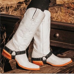 FREEBIRD Lusitano white snake boots size 7